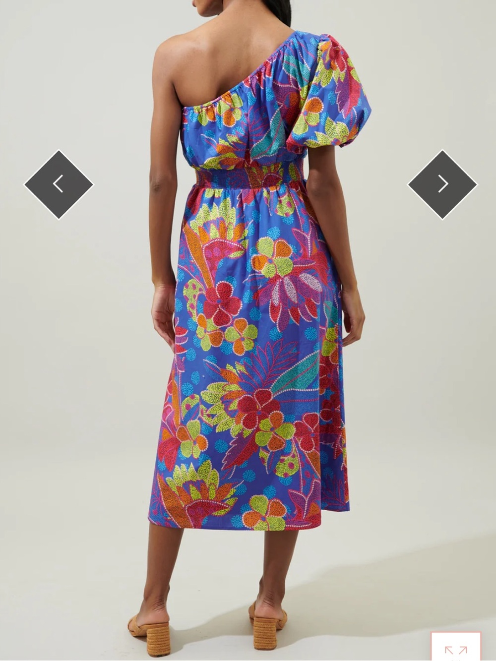 Sugarlips Amazonia Blue Bridgette One Shoulder Midi Dress - Picture 12 of 13